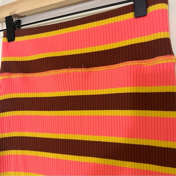 Aerie Striped Midi Pencil Skirt Ribbed Pink Side Slit Summer Funky Retro, XS - Picture 3 of 7